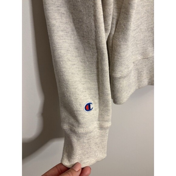 CHAMPION Powerblend Crewneck Sweatshirt Men Large Heather Gray Classic Logo - Picture 6 of 11